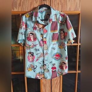 Frida Kahlo button up Hawaiian shirt